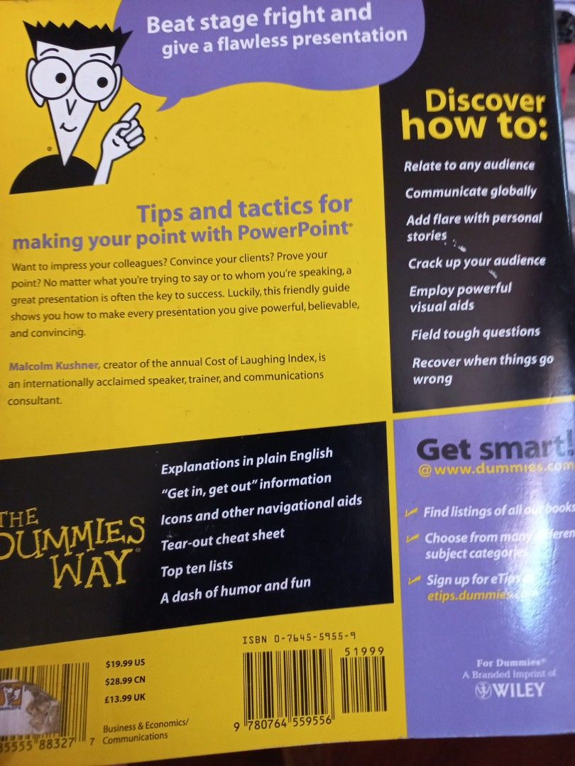 Presentations for Dummies (Category: Textbooks) located in Quezon City. Submitted by goldenmomma (Listing ID 1238286229, Image 2). Description: In good Condition.