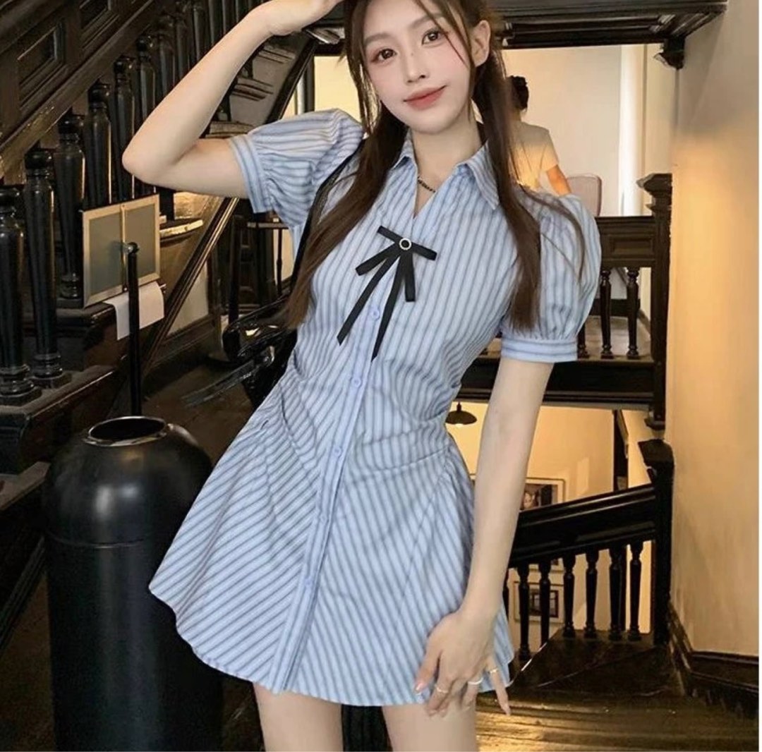 Puff Sleeves Korean StyleDress, Women's Fashion, Dresses & Sets, Dresses on  Carousell