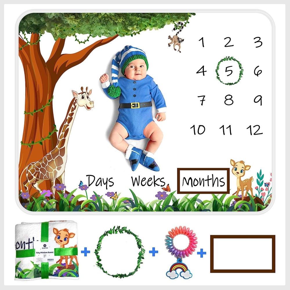 Baby monthly milestone blanket girl floral plush fleece baby photography backdrop memory blanket for newborns large deals