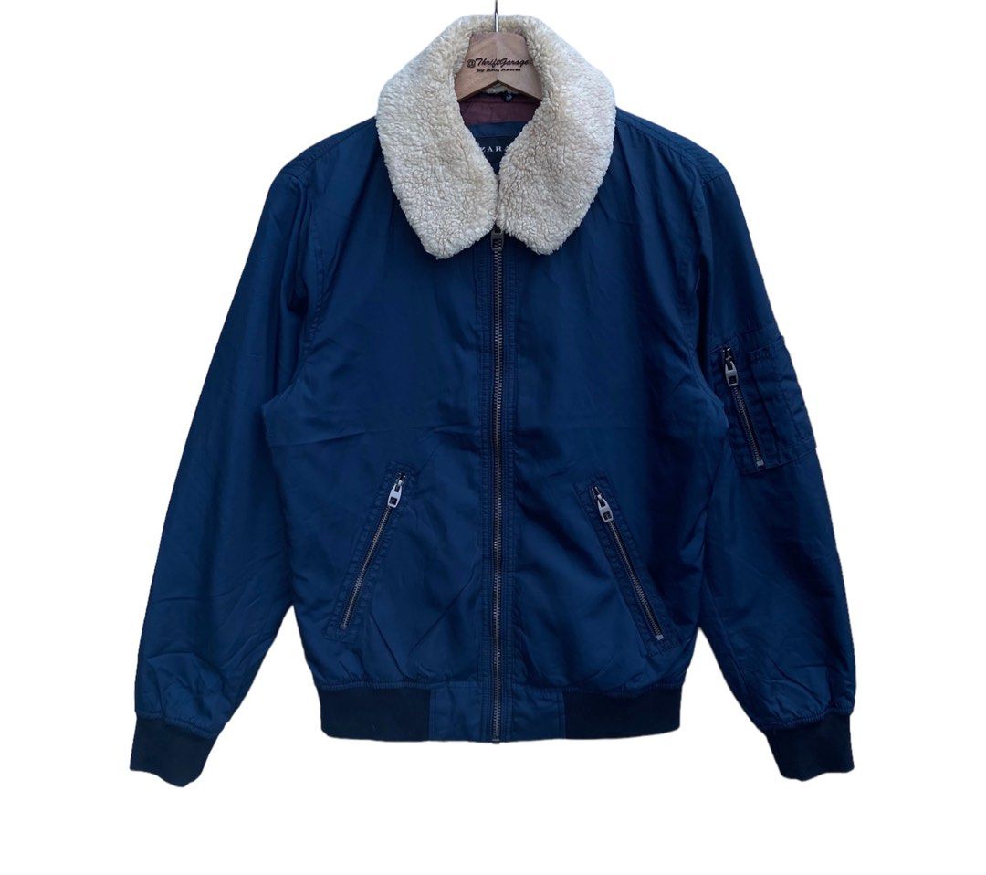 Zara men's jacket with fur collar outlet