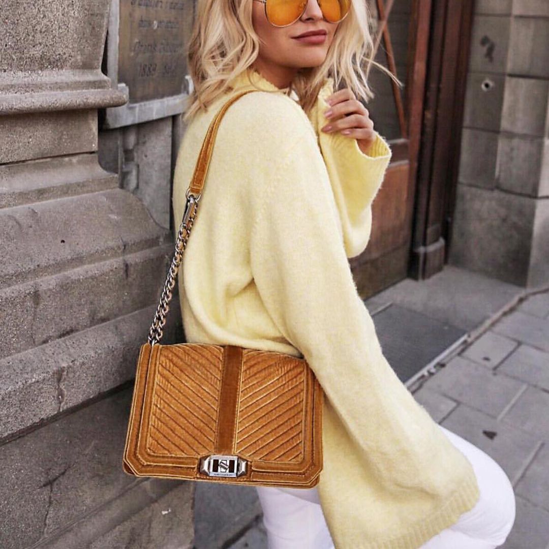 Rebecca Minkoff Velvet Chevron Quilted Crossbody Gold