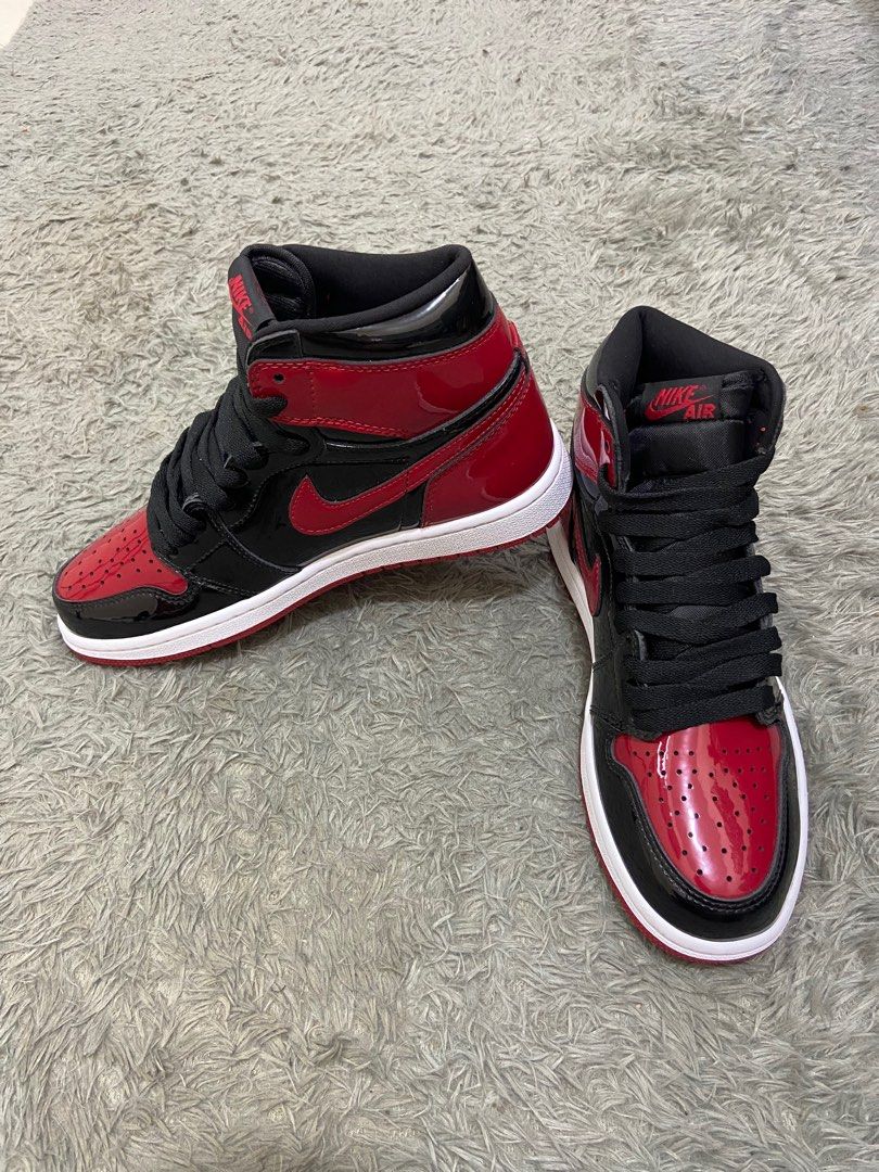 SEPATU NIKE AIR JORDAN 1 RETRO HIGH OG PATENT BRED SECOND Fesyen