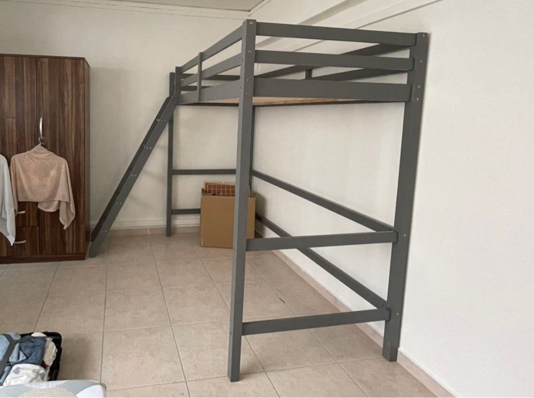 Single loft bed (forty two), Furniture & Home Living, Furniture, Bed
