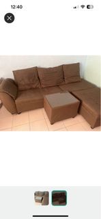 Sofa with center table and pillows included