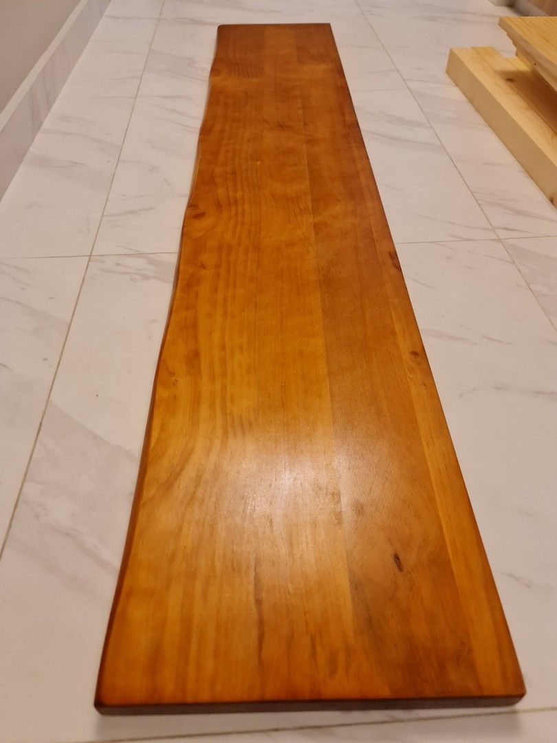 Solid wood shelves with natural curved edge, Furniture & Home Living