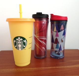 Starbucks Summer 2023 Yellow Bling Cold Cup with Elephant Stopper (24oz),  Furniture & Home Living, Kitchenware & Tableware, Water Bottles & Tumblers  on Carousell