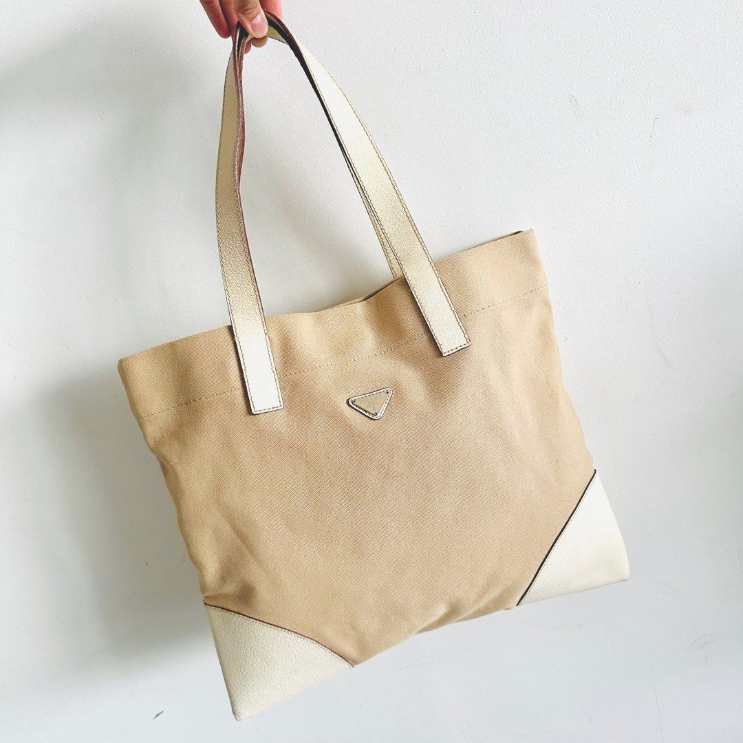 Prada cream deals nylon bag