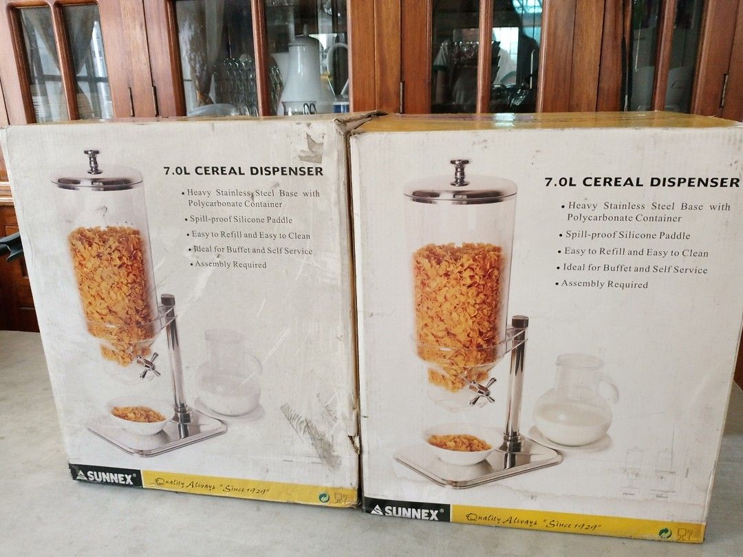 Sunnex Cereal Dispensers (Category: Pitchers & Dispensers) located in Quezon City. Submitted by kate_168 (Listing ID 1238327676, Image 1). Description: Sunnex Cereal Dispensers Unused and with box 2 on hand P7,500 each only (sale price) Additional discount if you buy both (Market price in AUS : P18,884+) MOP: Gcash or Cash upon in-person pick-up Delivery: c/o buyer Location: Q.C..