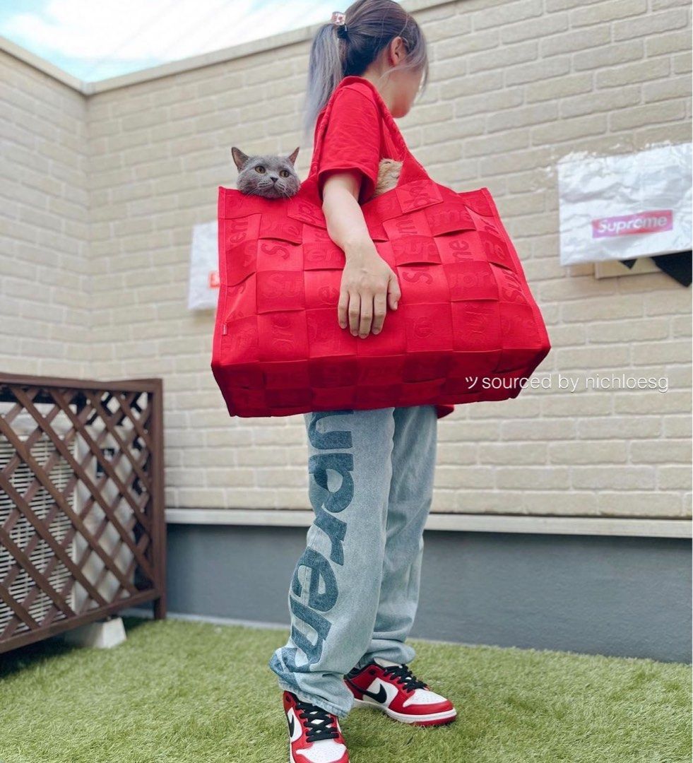 Supreme Woven Large Tote red トートバッグ　赤