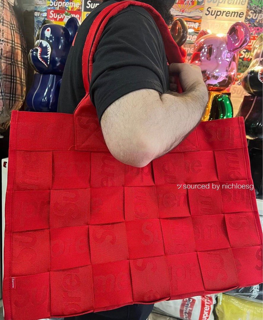 を安く販売 Supreme Woven Large Tote Bag RED シュプリーム メンズ ...