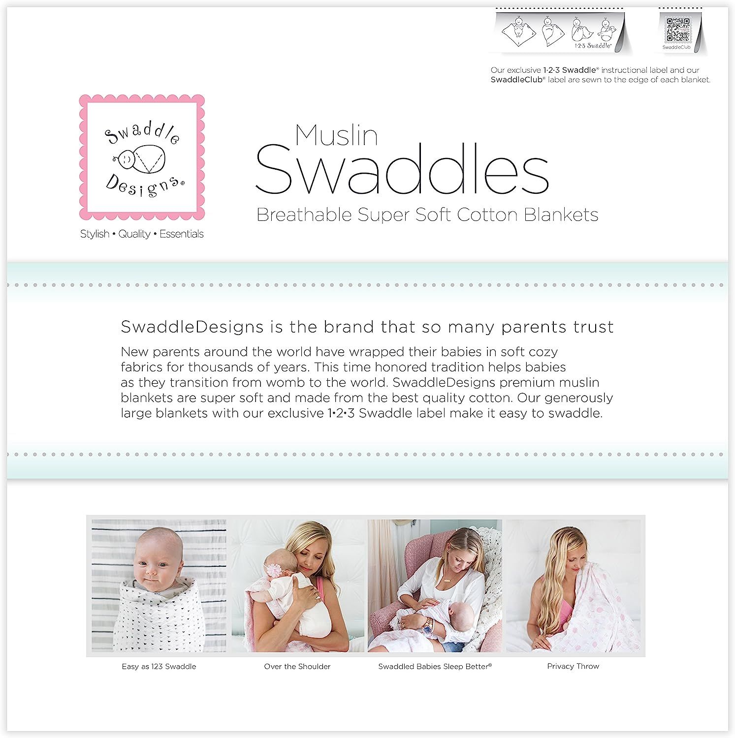 SwaddleDesigns Green Woodland Cotton Muslin Swaddle Blankets Sea