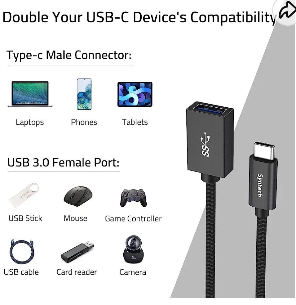 Syntech USB C to USB Adapter, 2 Pack USB C to USB3 Adapter,USB Type C