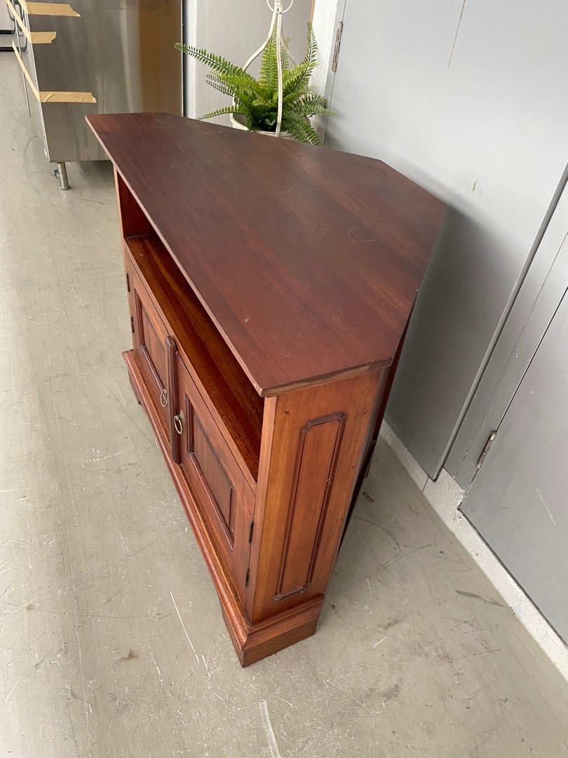 Teak corner hot sale tv stand