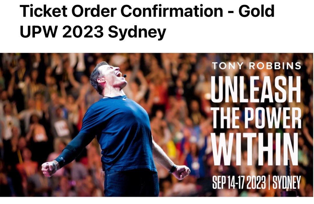 Tony Robbins UPW Australia 2023 Gold Tickets, Learning & Enrichment