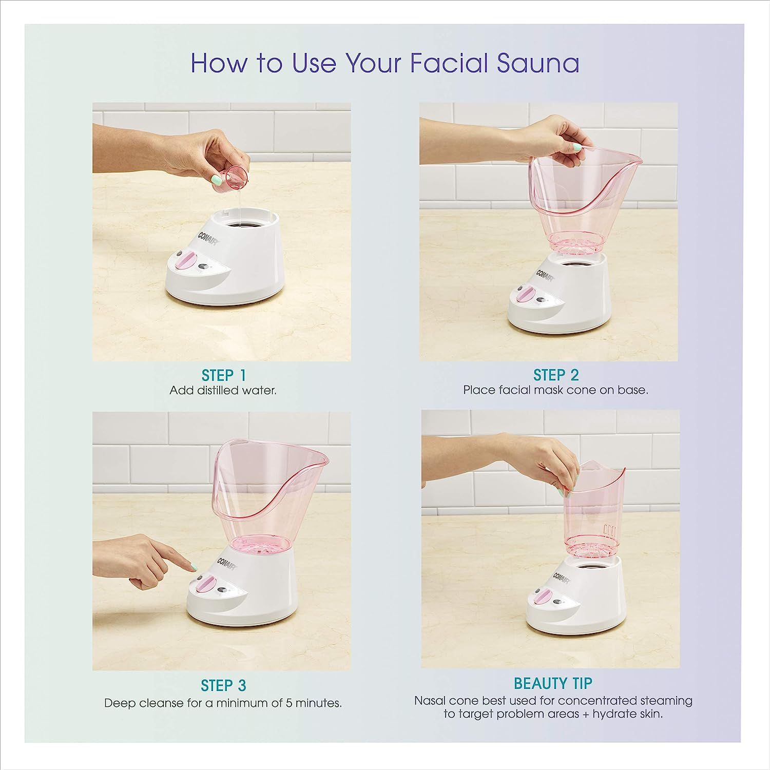 True Glow by Conair Gentle Mist Moisturizing Facial Steamer with