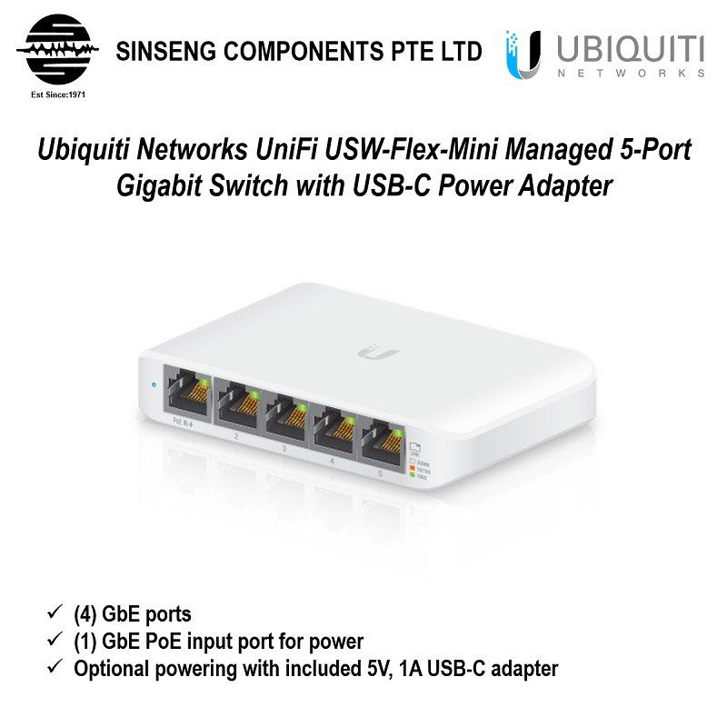 Ubiquiti Switch Gigabit de 5 Portas - USW-FLEX-MINI