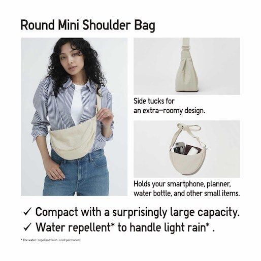 Uniqlo Round Mini Shoulder Bag in Natural, Women's Fashion, Bags