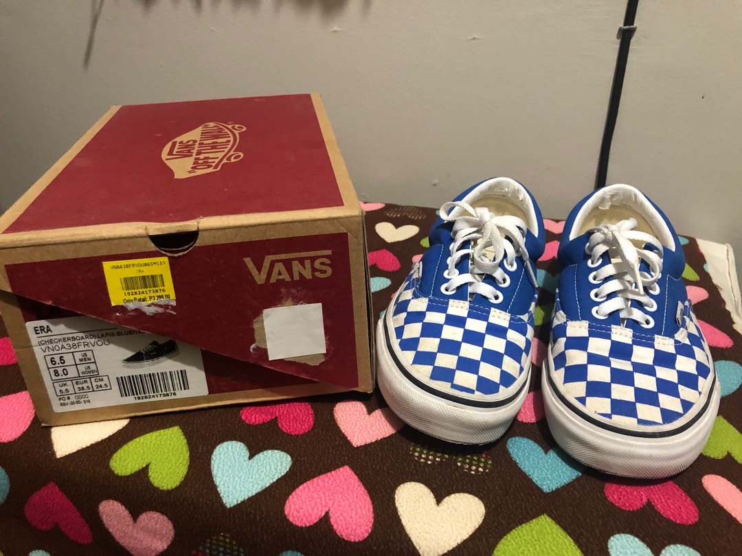Blue checkerboard store vans mens