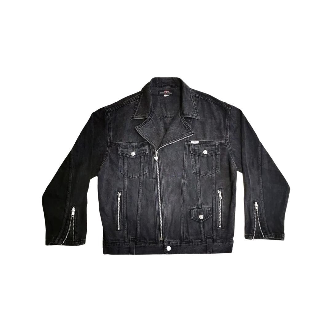 Mens black hotsell denim motorcycle jacket