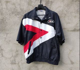 UPDATED ITEM DESCRIPTION PLEASE CHECK IT I can’t reply due to the Carousell reply quota for sellers,  Vintage FILA Short Sleeve Windbreaker / Warm Up RedWhiteBlue / Racing / Windbreaker