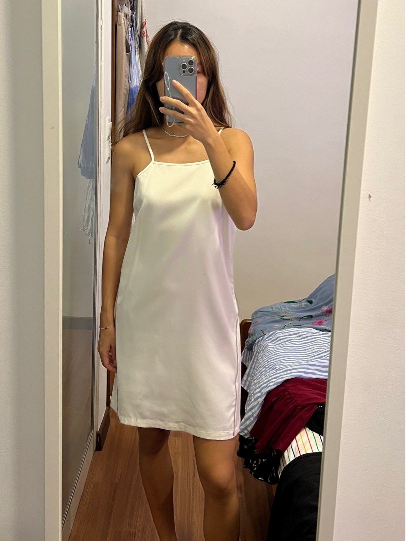 White silk online cami dress