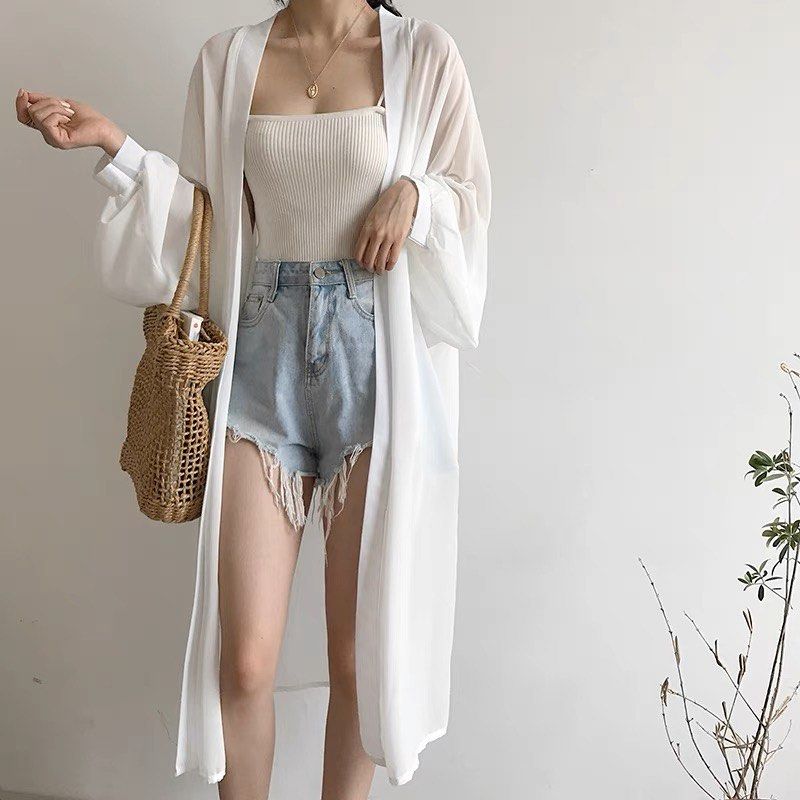White chiffon kimono jacket hotsell