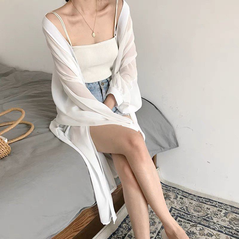 White Chiffon Kimono