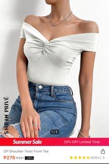 White Off-Shoulder Knitted Top - SHEIN