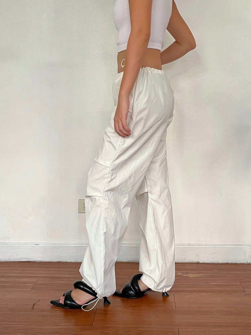 White Parachute Pants, Women's Fashion, Bottoms, Other Bottoms on