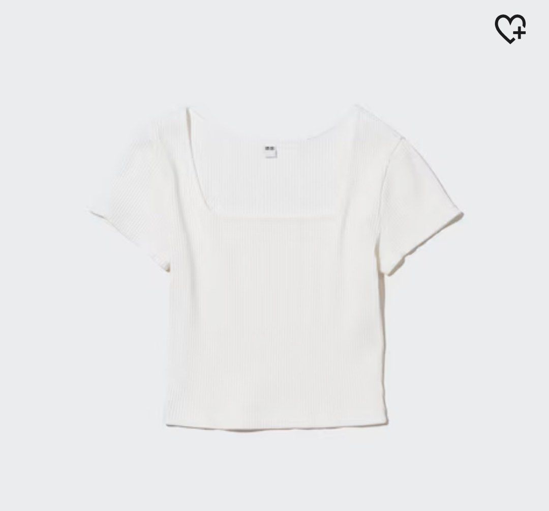 RIBBED SQUARE NECK CROPPED T-SHIRT