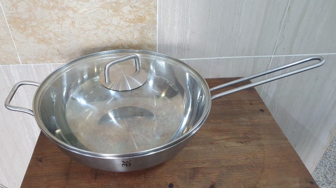 WMF 30cm Stainless Steel Wok / Deep Frying pan, Furniture & Home Living