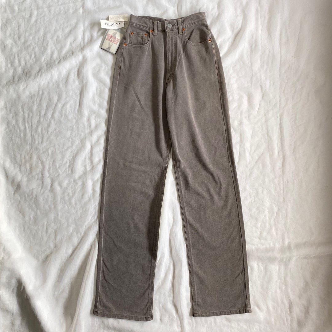 y2k baggy jeans light gray beige petite pants coquette on Carousell