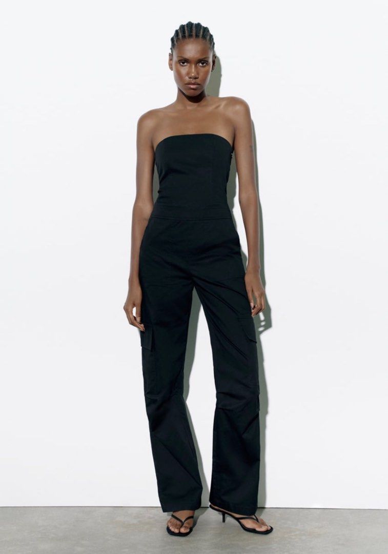Zara Black Cargo Jumpsuit Women s Fashion Dresses Sets