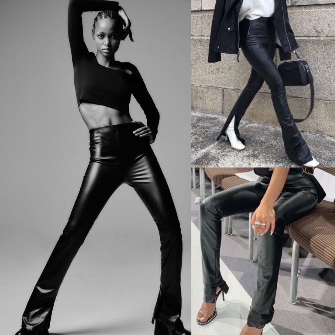 Zara high waist faux leather pants, Women's Fashion, Bottoms, Jeans on  Carousell