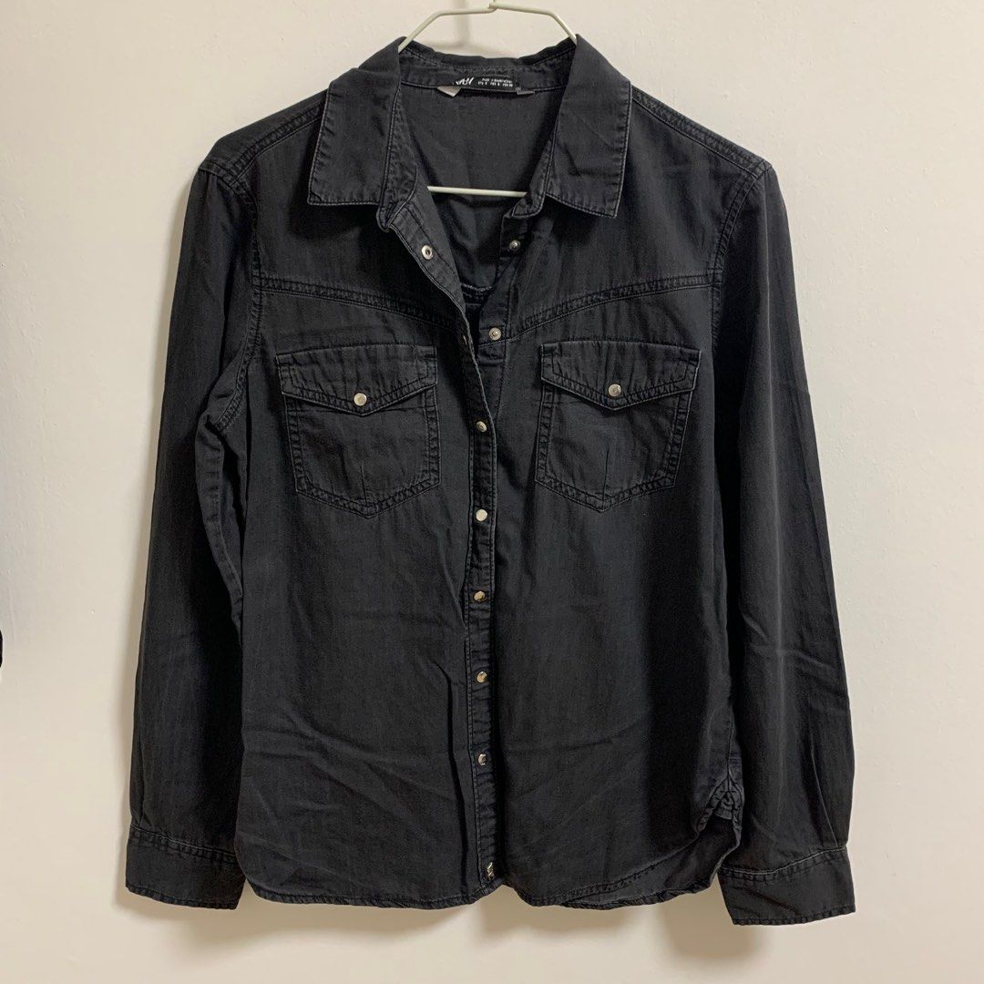 Washed black new arrivals denim shirt