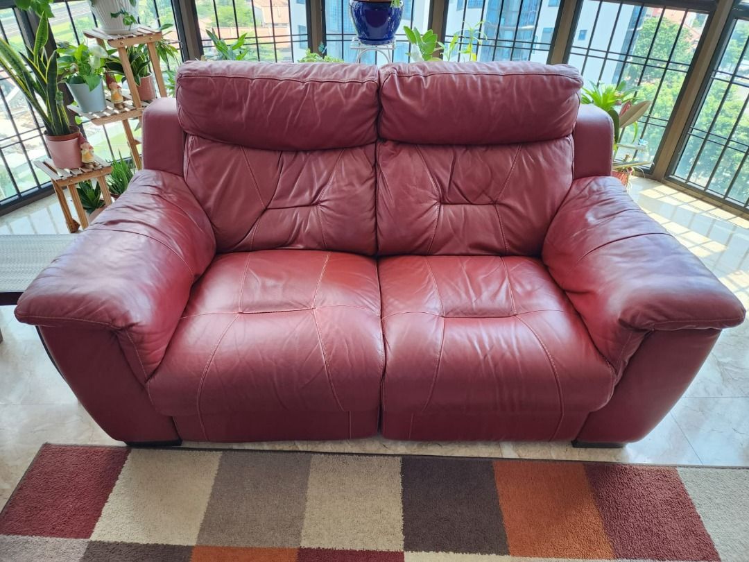 Genuine Full Leather Sofa (3 +2) Recliner, Furniture & Home Living