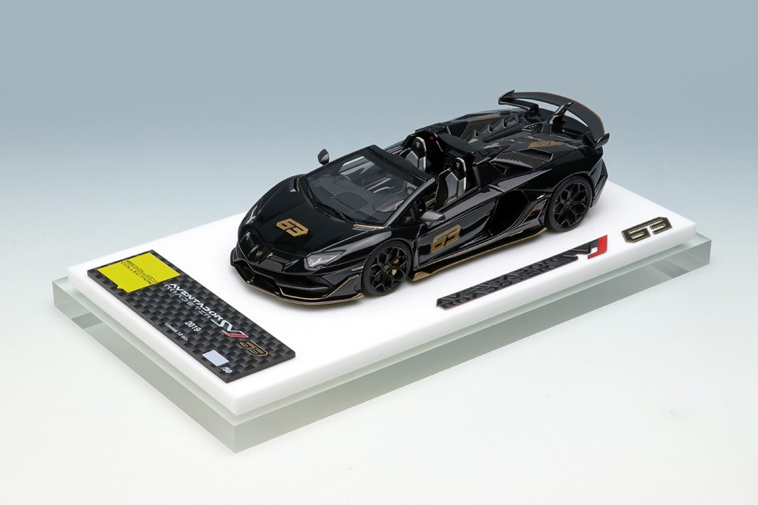 1/43 make up Lamborghini Aventador SVJ 63 Roadster 2019 Black/Gold