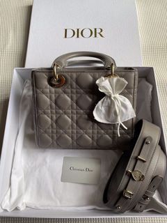 🎆2023 SALE!🎆AUTH. DIOR LADYD. SMALL ABC STRAP LAMB GHW