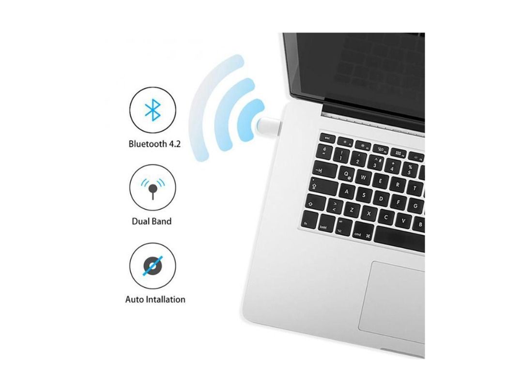 2 in 1 WiFi and Bluetooth Adapter USB WiFi Adapter for PC/Desktop