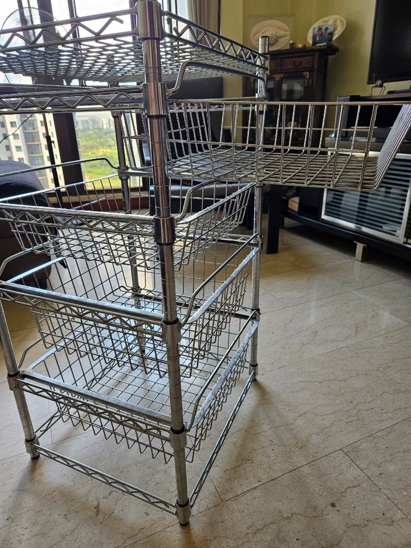 4drawer Steel Basket Wire Organizer, Furniture & Home Living