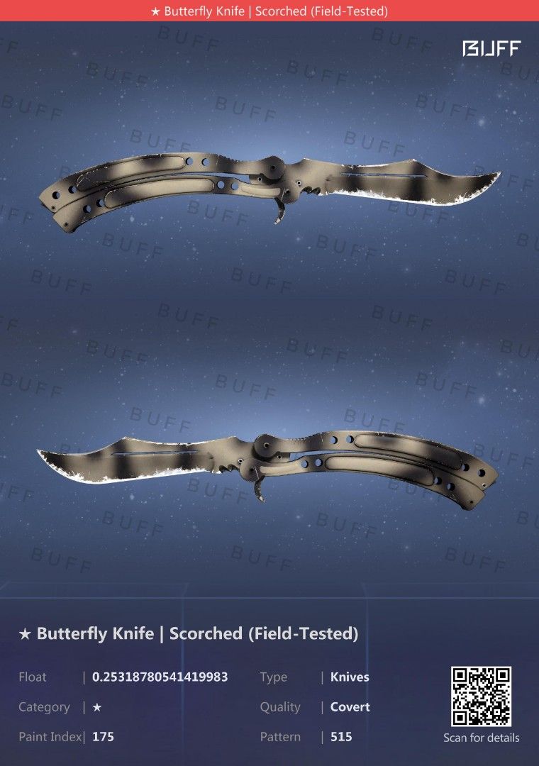 [98 BUFF] Butterfly Knife Scorched (FT) tags csgo knife csgo skins