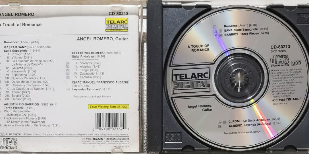 A TOUCH OF ROMANCE ANGEL ROMEO 1989 TELARC, Hobbies & Toys, Music