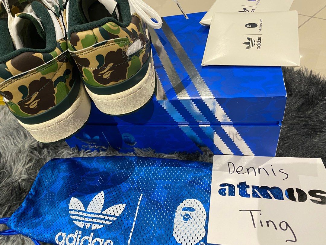 Big Size Adidas X Bape 30th anniversary Forum Low Green Camo