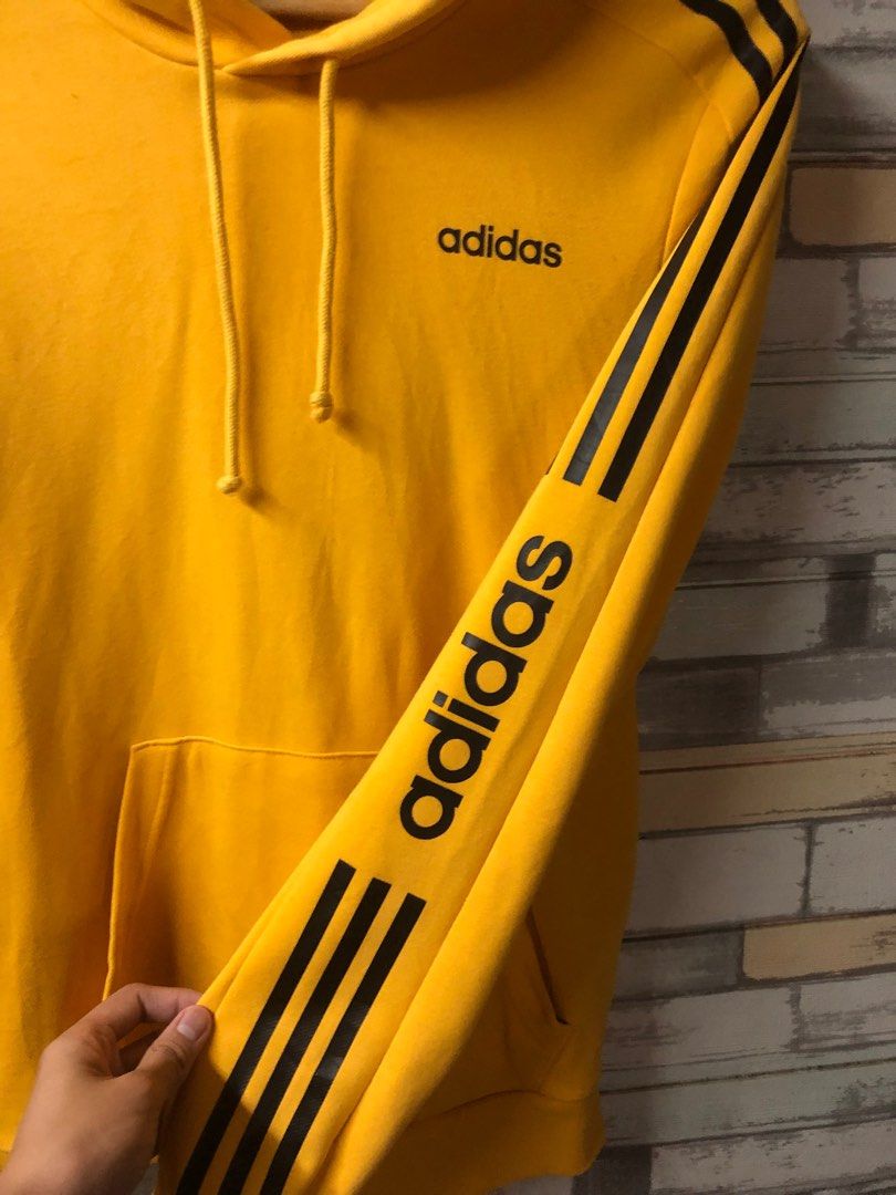 Adidas Yellow Hoodie, Men's Fashion, Tops & Sets, Hoodies on Carousell