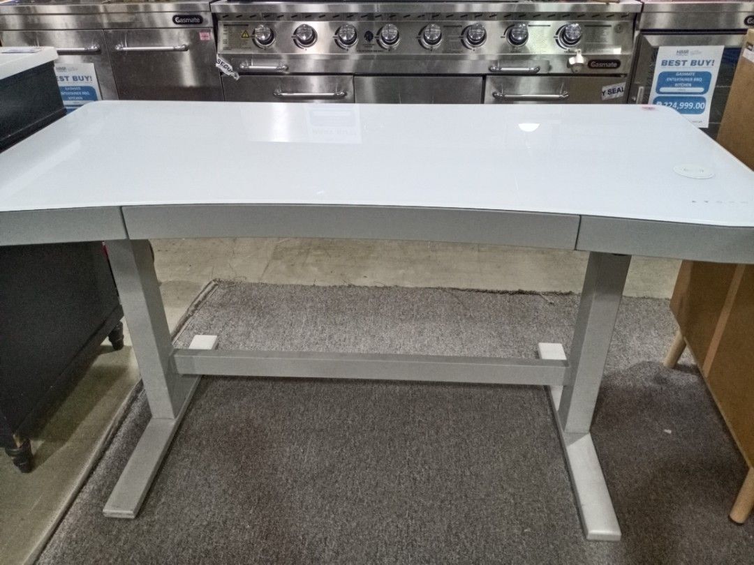 Adjustable height desk glass top, Furniture & Home Living, Office Furniture & Fixtures on Carousell