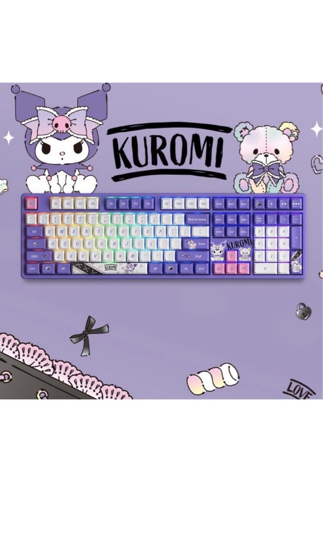 AKKO KUROMI SANRIO LIGHT UP KEYBOARD PURPLE PC / LAPTOP WIRED USB