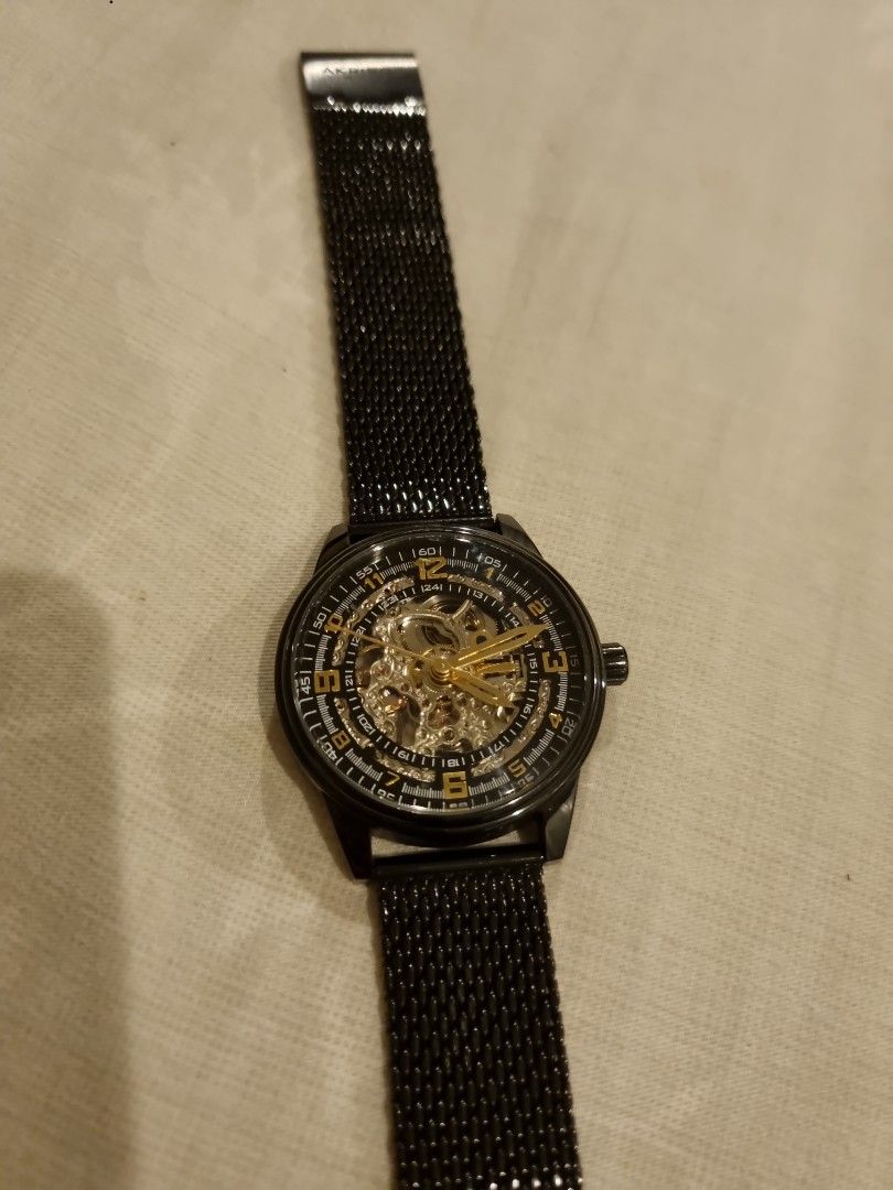 Akribos Automatic Skeleton Dial Black Ion plated