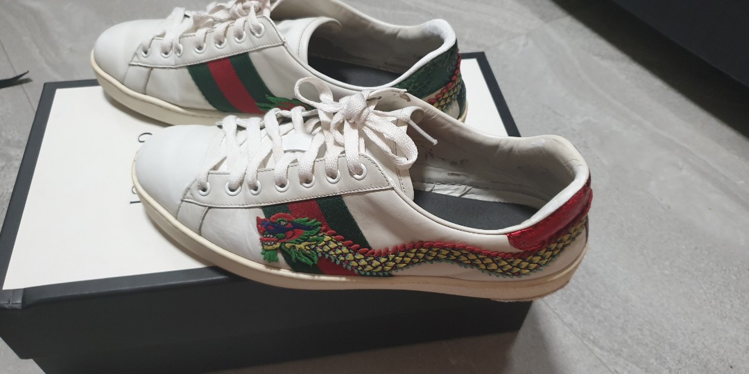Scrupulous leje Humoristisk Authentic Gucci Ace Embroidered Dragon Sneakers Shoes, Men's Fashion,  Footwear, Sneakers on Carousell