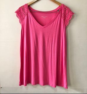 Ava & Viv pink crocheted sleeves plus size