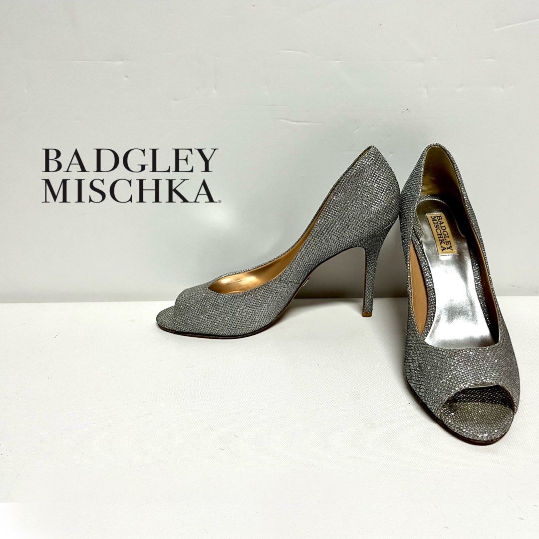 Badgley Mischka Silver Grey Heels Women s Fashion Footwear